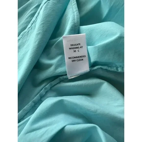 Secular Italy Oversized Button Up Shirt Top Aqua XS O/S 56” Bust Lagenlook $237 - Picture 12 of 12